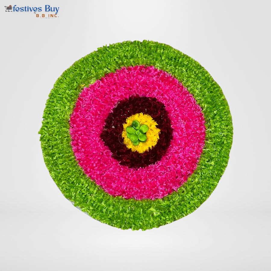 Radiant Harmony Wool Rangoli – 10 Inch Washable Rexine by Festives Buy