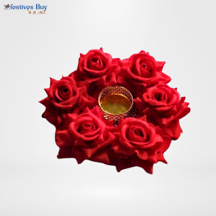 Red Rose Tealight Candle Holder Set – 10 Piece Decorative Festive & Wedding Décor by Festives Buy
