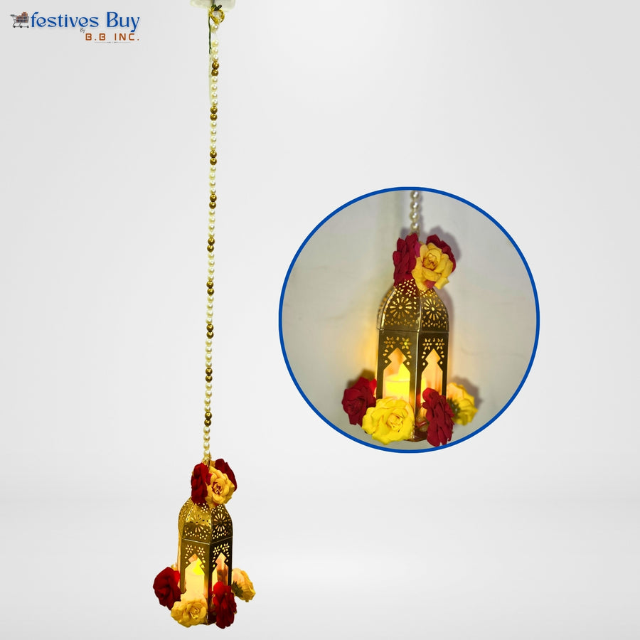 Royal Floral Hanging LED Diya – 29 Inch Battery Operated Decorative Lamp by Festives Buy