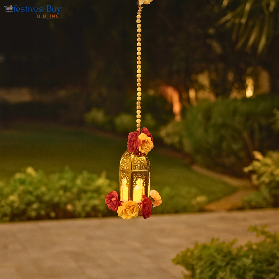 Royal Floral Hanging LED Diya – 29 Inch Battery Operated Decorative Lamp by Festives Buy