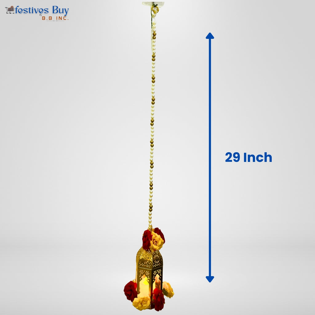 Royal Floral Hanging LED Diya – 29 Inch Battery Operated Decorative Lamp by Festives Buy