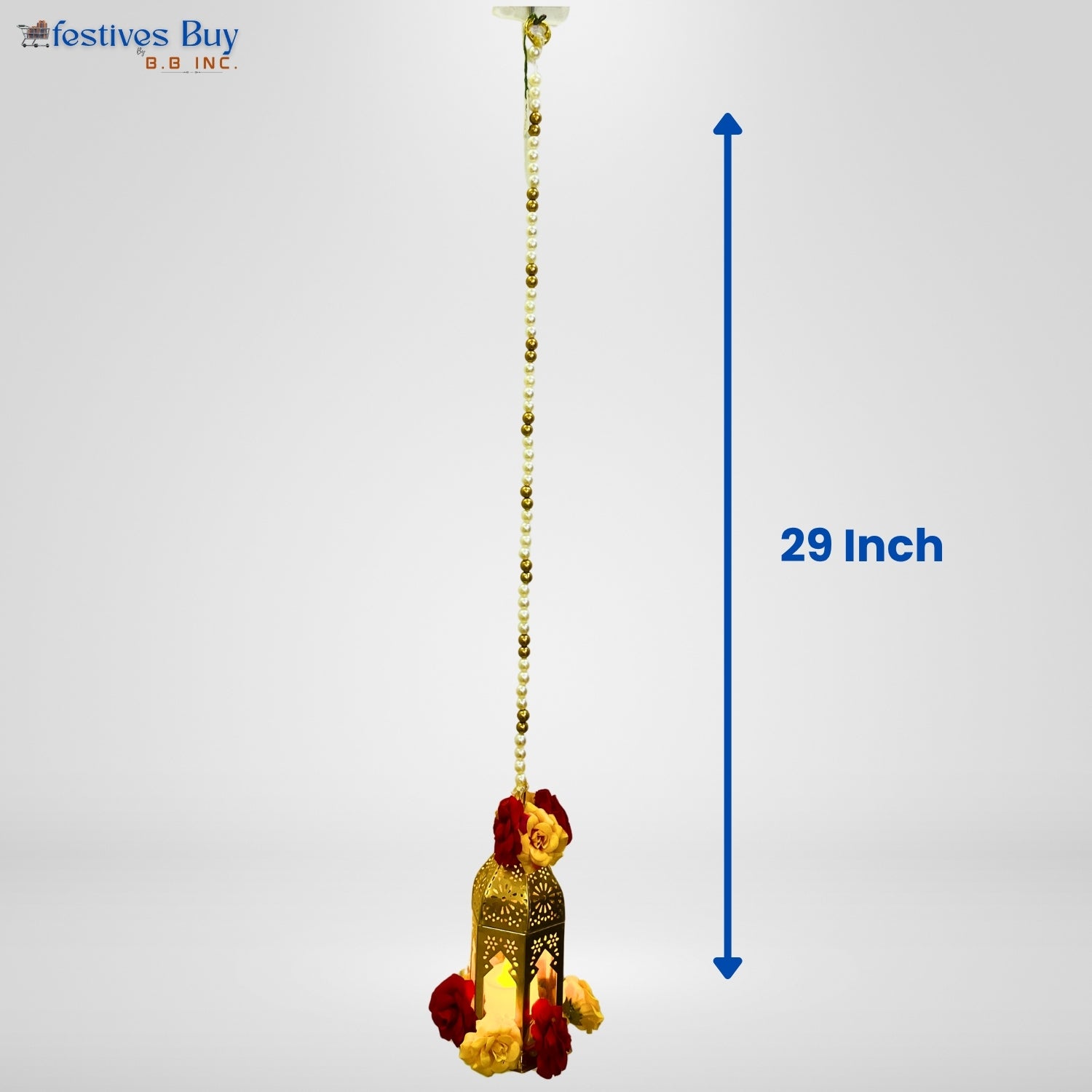 Royal Floral Hanging LED Diya – 29 Inch Battery Operated Decorative Lamp by Festives Buy