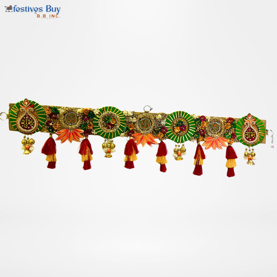 Shubh Labh Designer Toran – 40 Inch Traditional Door Hanging with Tassels & Auspicious Motifs by Festives Buy