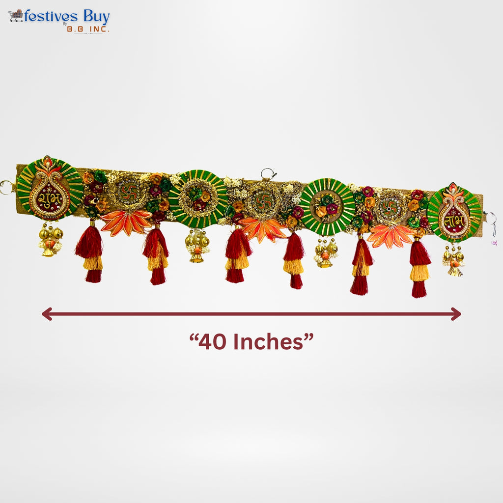 Shubh Labh Designer Toran – 40 Inch Traditional Door Hanging with Tassels & Auspicious Motifs by Festives Buy