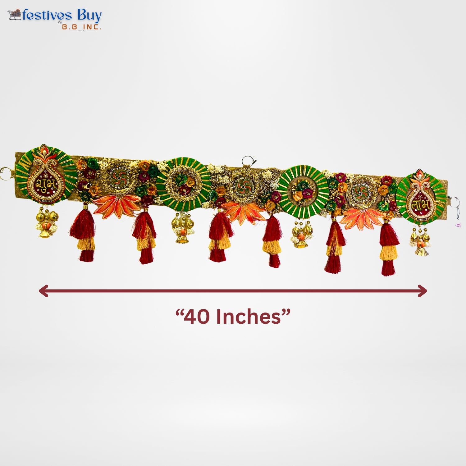 Shubh Labh Designer Toran – 40 Inch Traditional Door Hanging with Tassels & Auspicious Motifs by Festives Buy