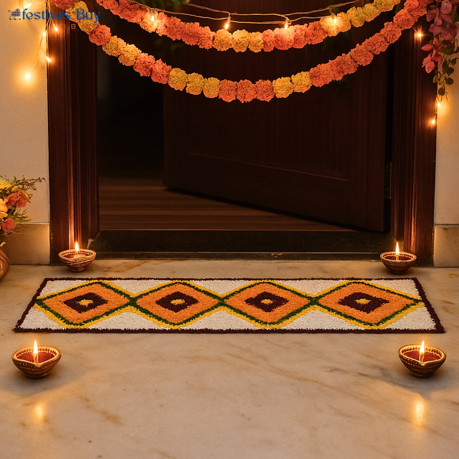 Sunlit Harmony Wool Rangoli – 36 Inch Washable Rexine by Festives Buy