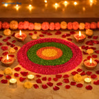 Vibrant Blossom Wool Rangoli – 10 Inch Washable Rexine Base by Festives Buy