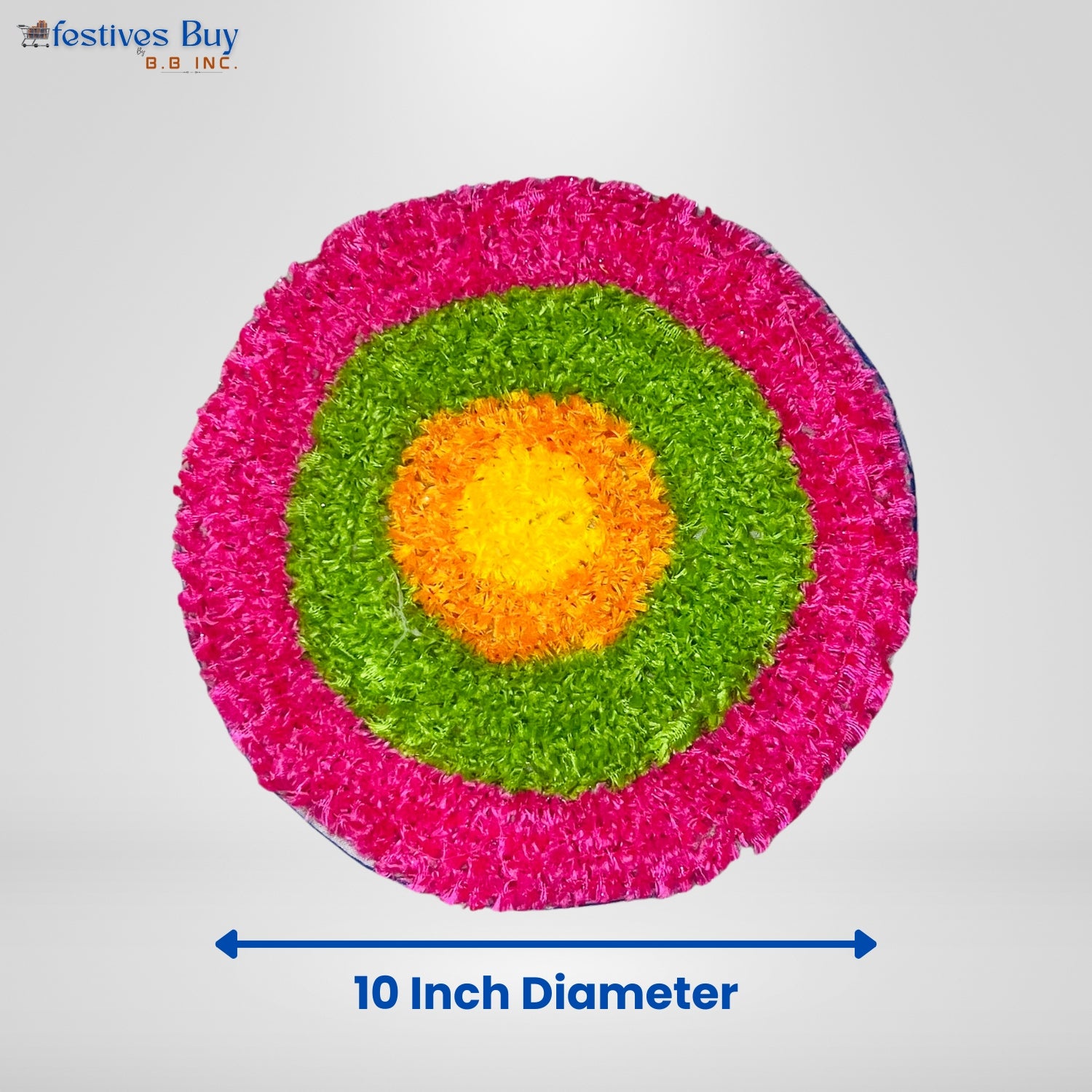 Vibrant Blossom Wool Rangoli – 10 Inch Washable Rexine Base by Festives Buy