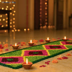 Vibrant Path Wool Rangoli – 36 Inch Washable Rexine Base by Festives Buy
