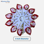 White & Red Petal Style Laddu Gopal Dress – 6 Inch Diameter | Stone Work Designer Krishna Poshak for Janmashtami & Puja
