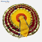 Yellow & Red Traditional Laddu Gopal Dress – 8 Inch Diameter | Golden Lace Krishna Idol Poshak for Janmashtami & Puja